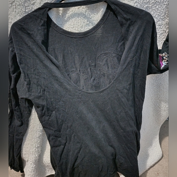 PINK Victoria's Secret black long sleeve, cut out back, Sequins long sleeve Sm - Picture 2 of 3